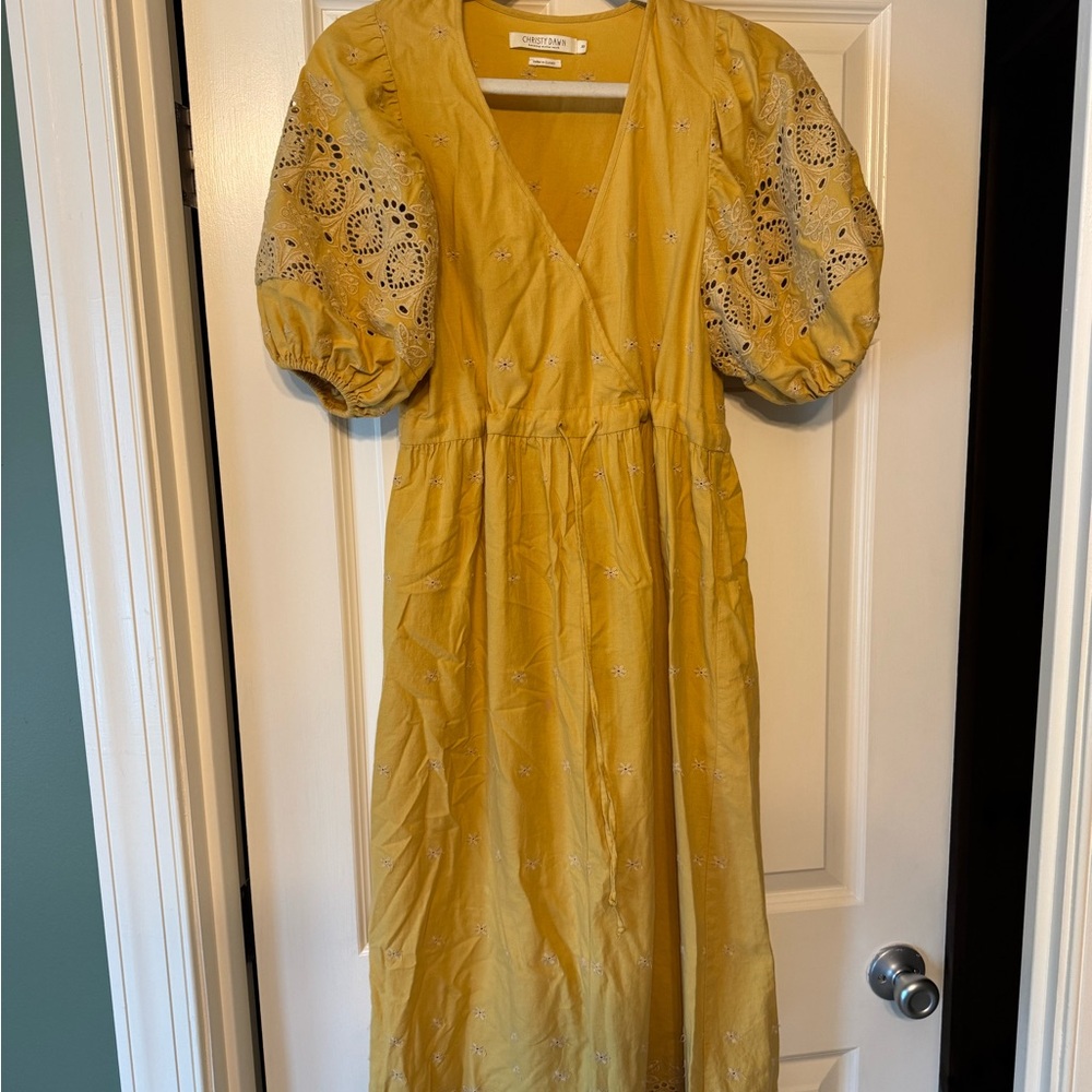 Christy Dawn- Dawn dress Yellow Puff Sleeve V-Neck Sundress